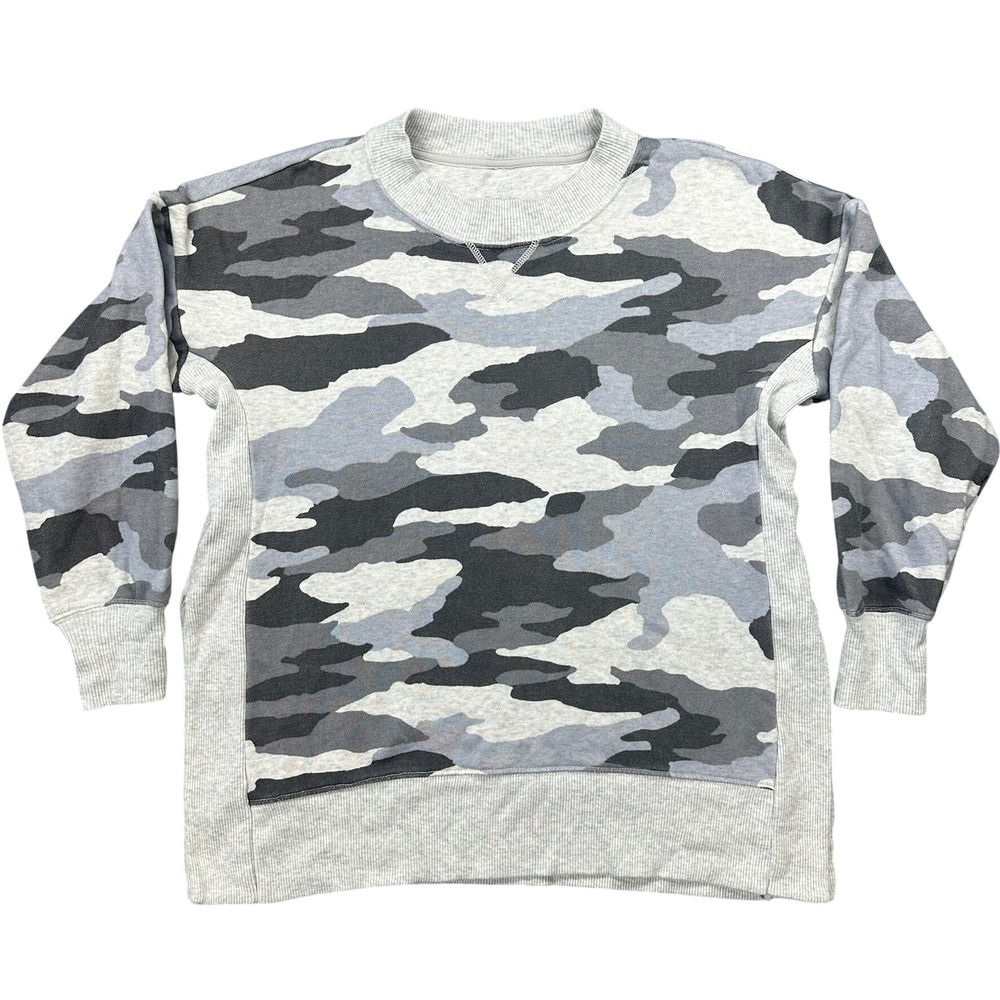 Aerie Size XS Oversized Camouflage Pullover Sweatshirt Side Slits‎ Comfy Cozy